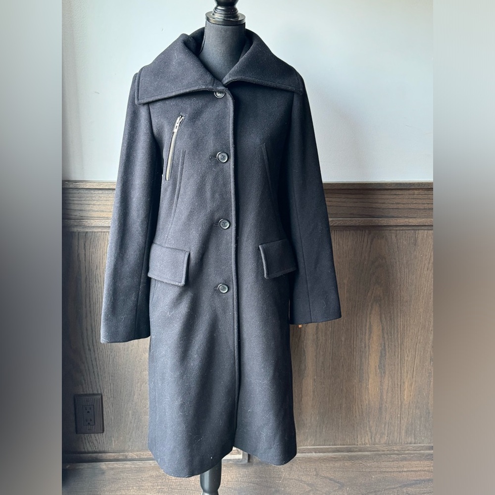 BCBGMaxAzria Black cashmere wool blend Trench Coat